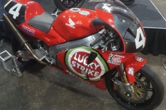 9.	1999 Lucky Strike RC45 swinging arm very special ex Japanese Suzuka bike ex factory all the real bits on this bike owner a very rich Mick Loughlin who is a ‘Jersey Royal’.